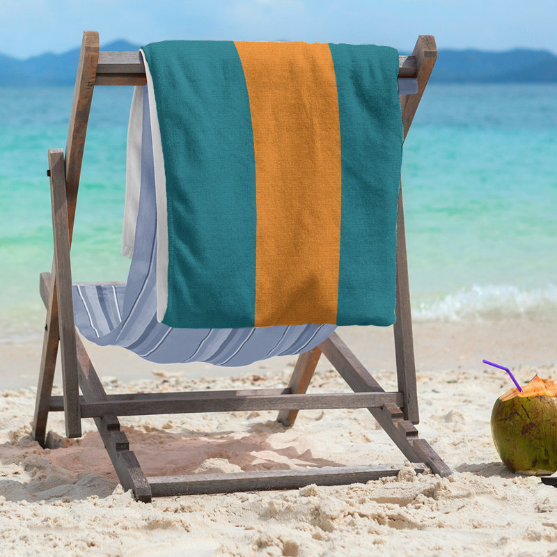 San Jose Lightweight Beach Towel, Deep Pacific Teal/Burnt Orange/Deep Pacific Teal, Poly/Cotton
