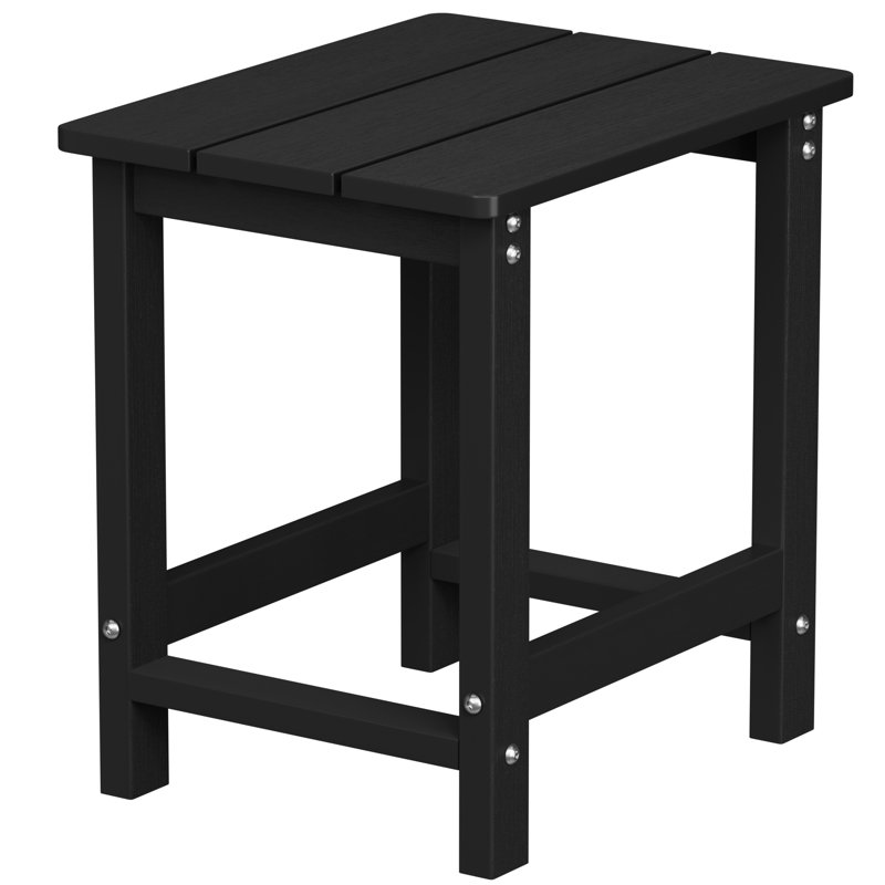Aliah Outdoor Side Table Adirondack Tables Weather Resistant Patio Table Plastic Outdoor End Tables, Black