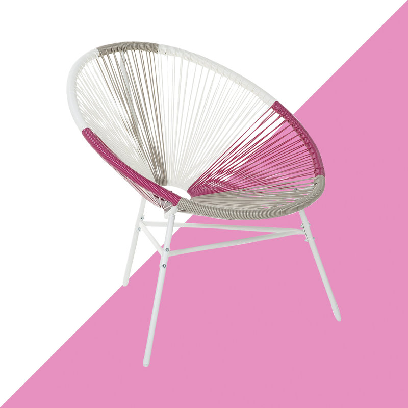 Carvalho Wicker Outdoor Lounge Chair, White/Pink