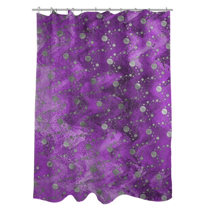 Rideau de douche simple planètes et étoiles, Violet