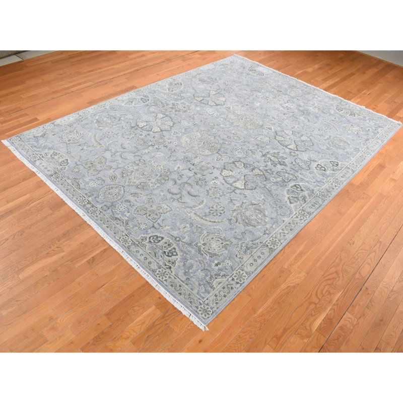 Tapis gris nouvel âge en laine 9 pi x 12 pi Tabris