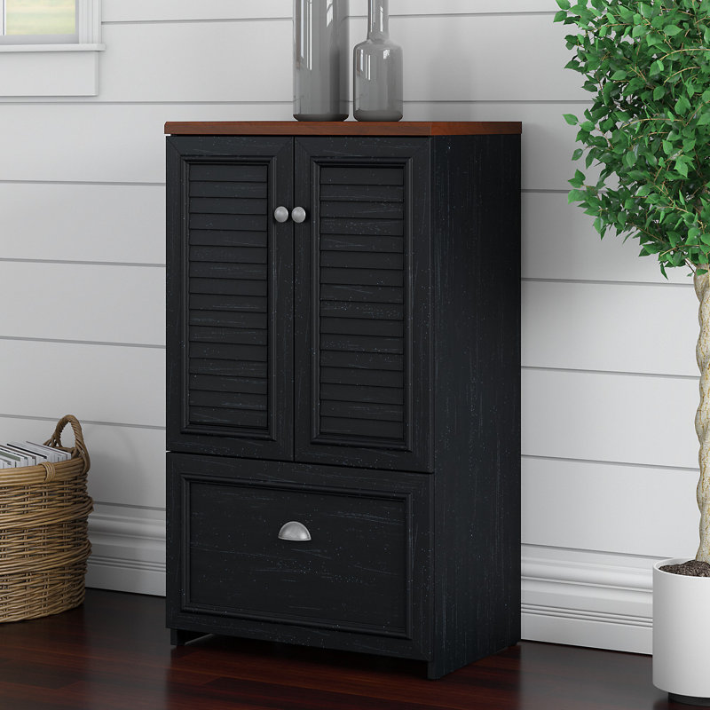 Osvald 23.74'' Wide 1 -Drawer File Cabinet, Antique Black/Hansen Cherry
