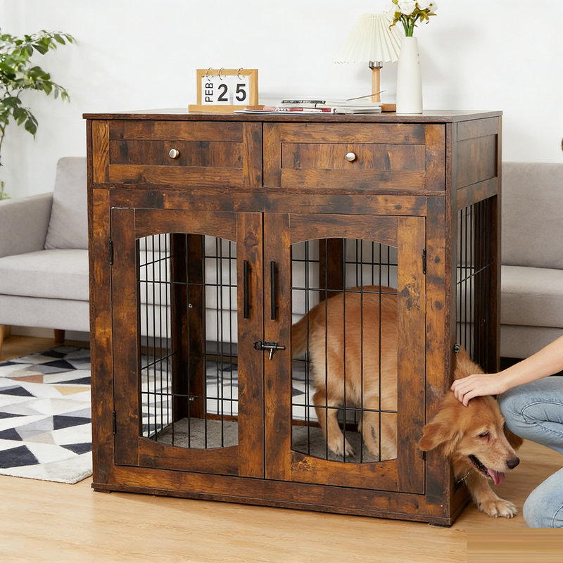 Tucker Murphy Pet™ Dog Crate Furniture with Cushion and 2 Storage ...