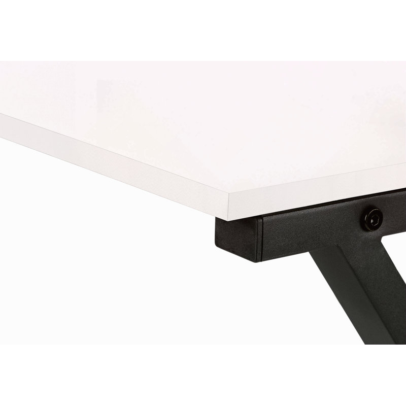Bureau d'ordinateur, bureau personnel, coin, L 55 po, forme en L, travail, ordinateur portable, métal stratifié blanc, contemporain, moderne