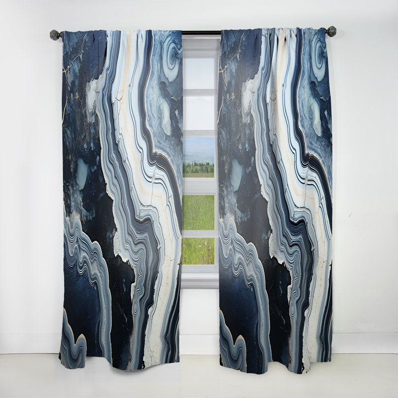 Beadel Blue Stone Geode Minimalism I - Traditional Curtain - Velvet Room Darkening - 1 panel, 52" W x 108" L