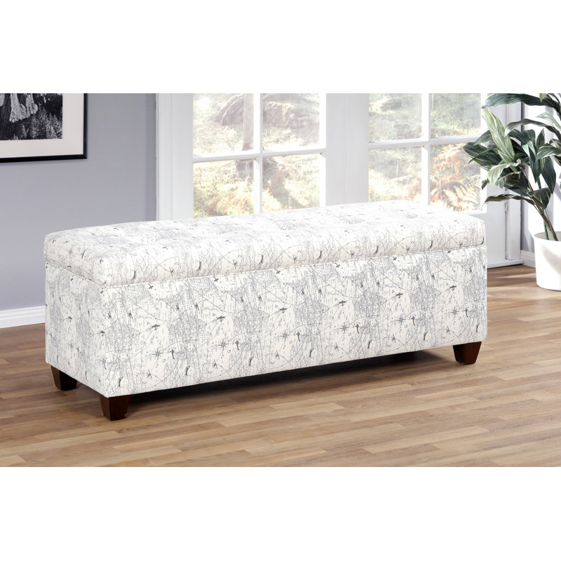 Banc de rangement à couvercle rabattable Cappiello, Bleu marine/blanc