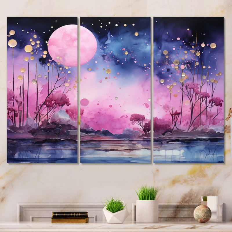 Cosmic Collage II, impression de 3 pièces, H 28 po x l 36 po x P 1 po, Wrapped Canvas