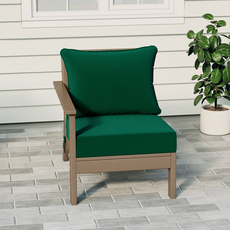 Chaise avec accoudoirs profonds à gauche avec coussins, Light Brown, Vert