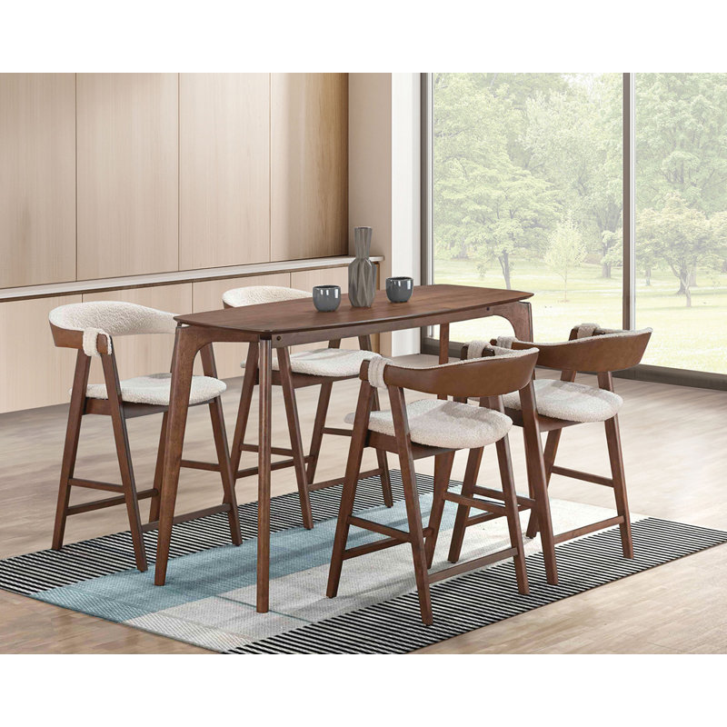 Table de comptoir 59,5 po Mid-Century moderne, noyer