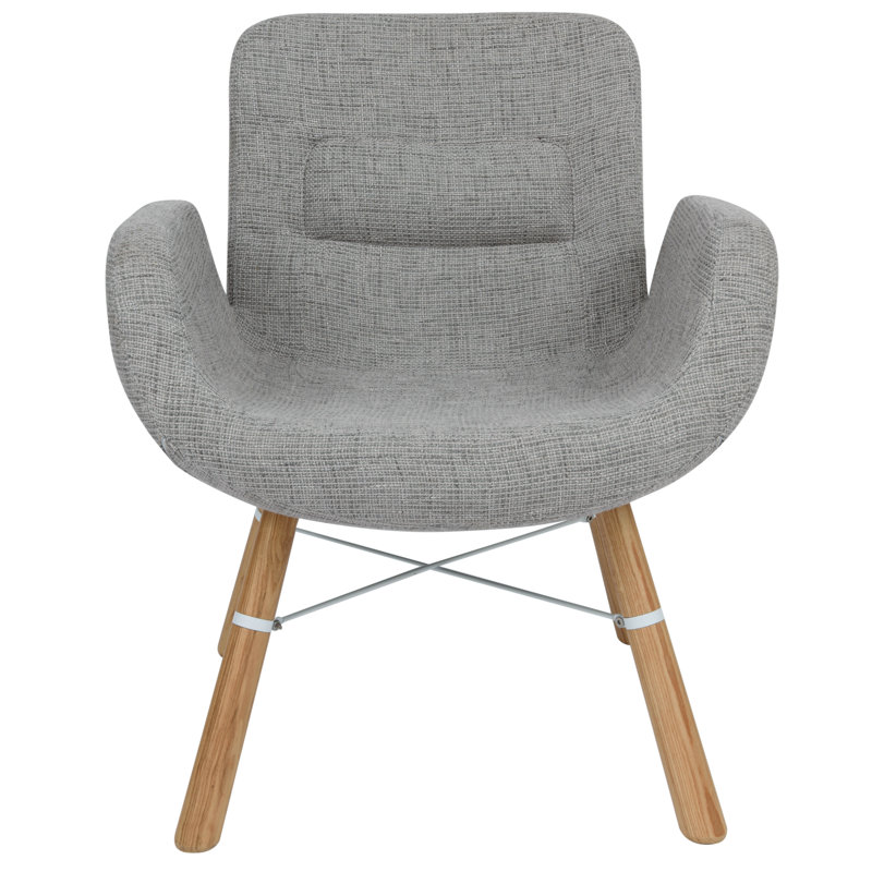 Chaise d'appoint en polyester - Chaise avec accoudoirs à motif patchwork, Mélange de polyester gris
