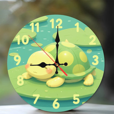 cute turtle clock design illustration graphic