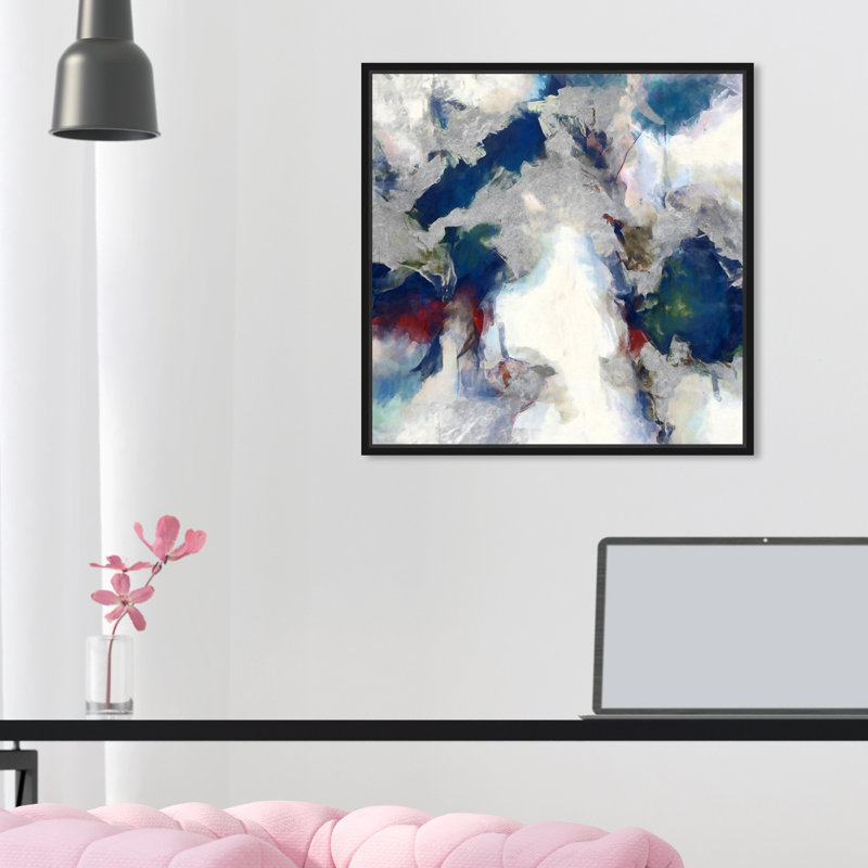 Abat-jour Explosive - Peinture sur toile, H 16 po x l 16 po , Cadre noir