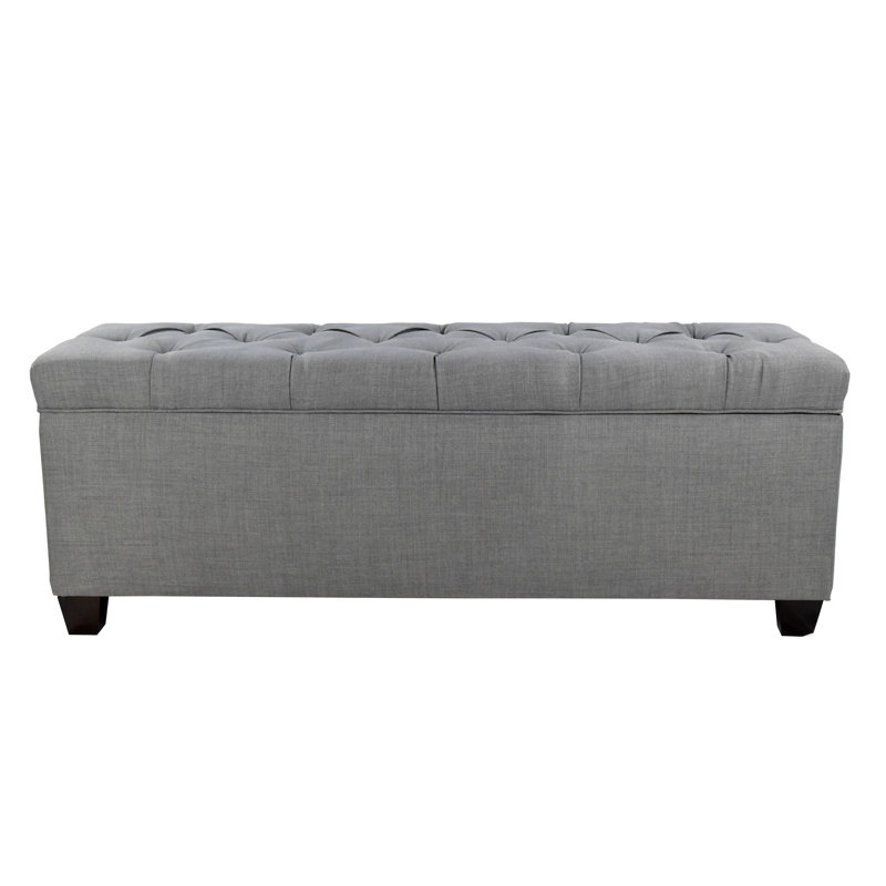 Heaney Polyester Blend Upholstered Storage Bench, Charcoal
