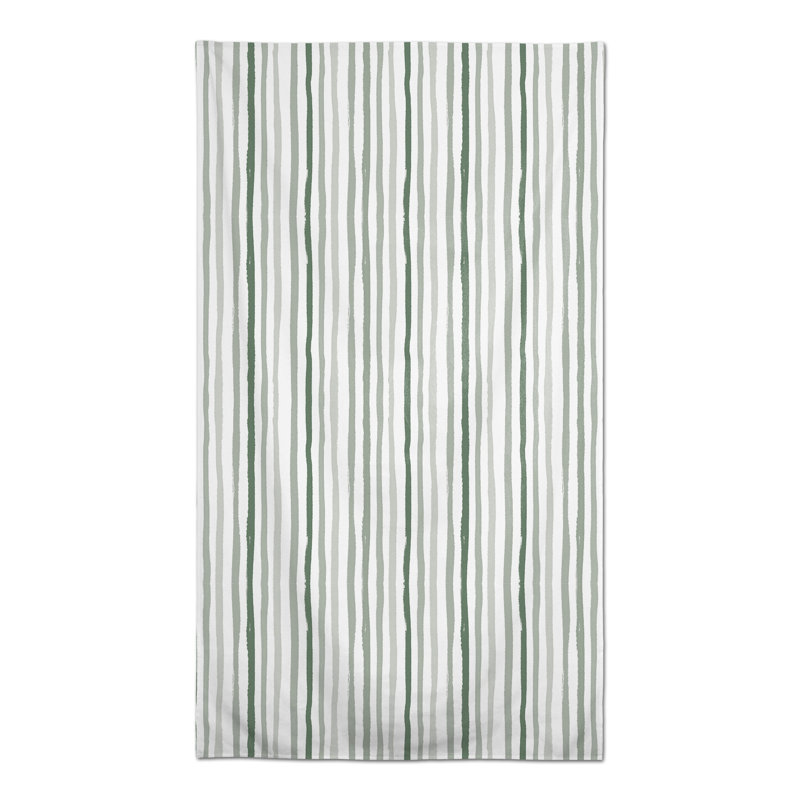 Rectangular Striped Polyester Tablecloth, Green
