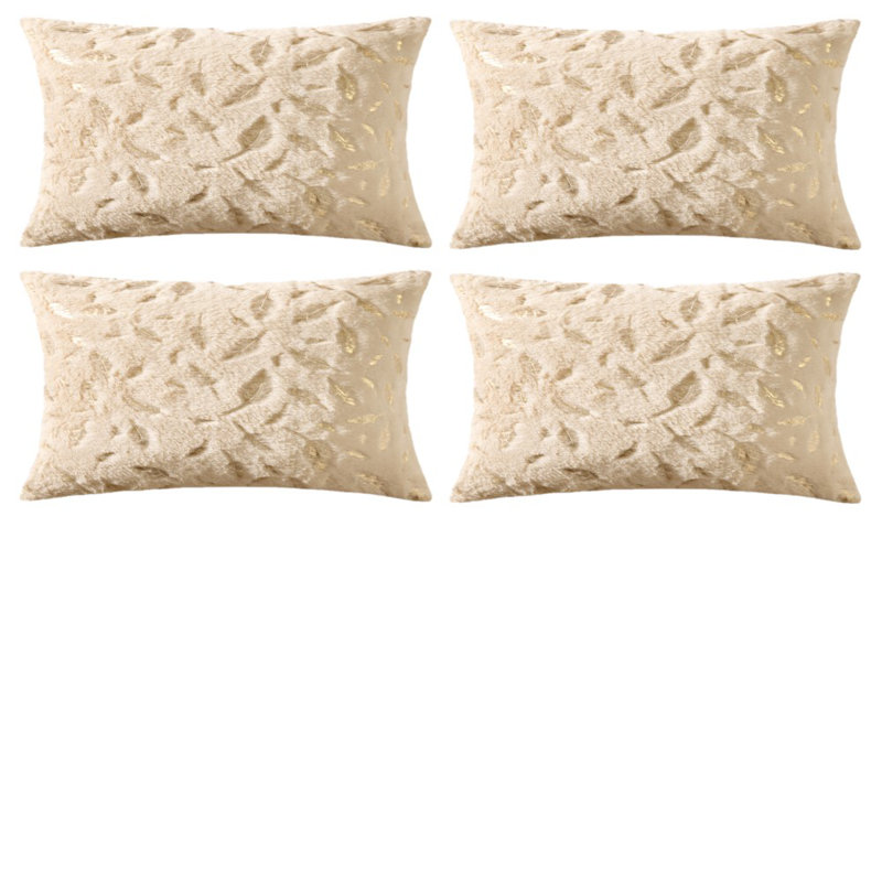 Solid Colour Faux Fur Pillow Cover, 16"H x 16"W, Cream, Square