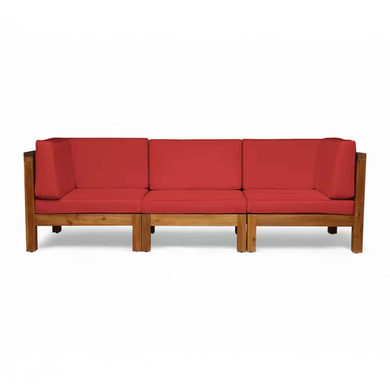 3-Seat Outdoor Sofa, Natural, Red