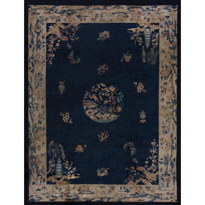 Tapis bleu en laine antique de Pékin