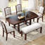 60"-78" Extendable Dining Table, Farmhouse Wooden Kitchen Table with Removable Leaf, Large Expanding Table for 4-8-1136550010