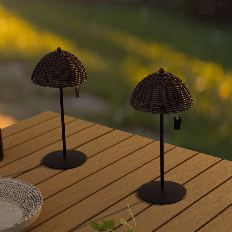 Lampe de table à DEL intégrée et d'extérieur à intensité variable de 12,75 po Tilly, Marron foncé