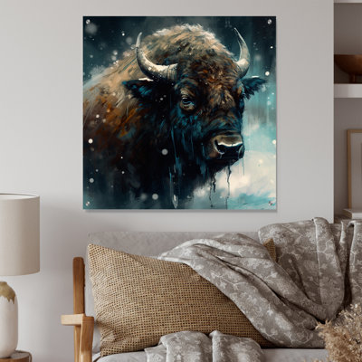 Bison Portrait In The Wild III - Buffalo Acrylic Wall Art For Living Room