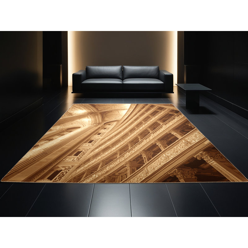 Tapis oriental moelleux et moelleux de style oriental orné de brun et de beige, 7 x 9