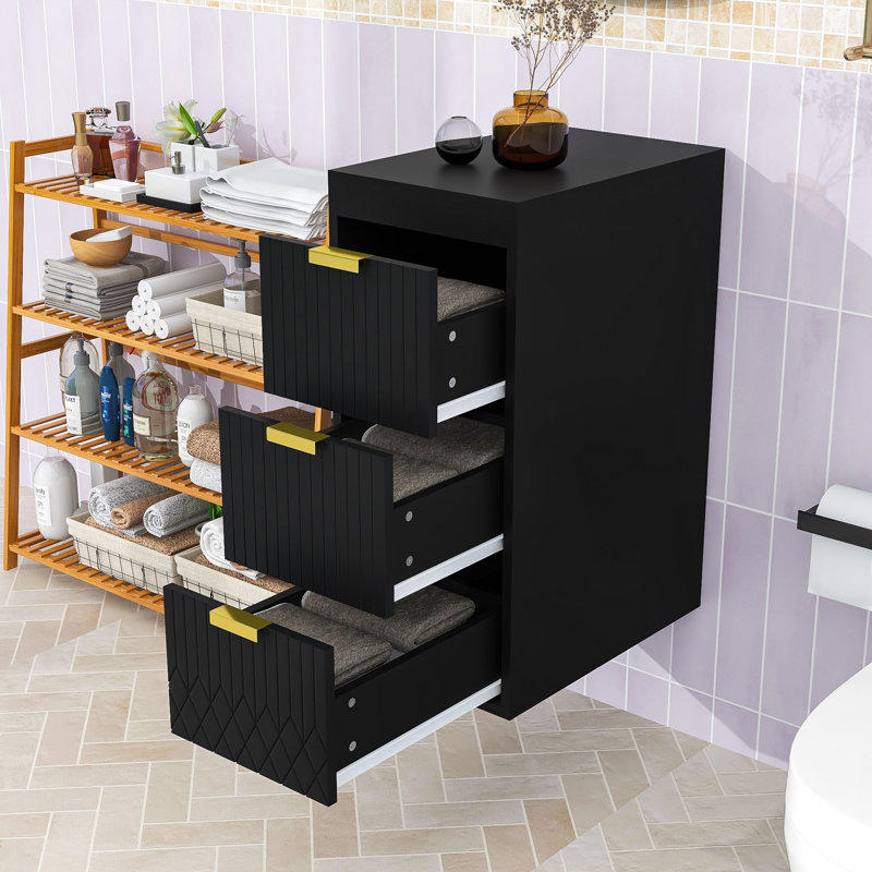 Armoire de salle de bain multifonctionnelle avec tiroirs, Noir