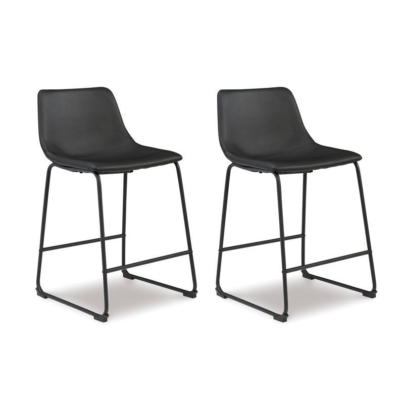 Ashtin Upholstered Counter Stool with Metal Frame, Black, Counter Stool (23.75” Seat Height)