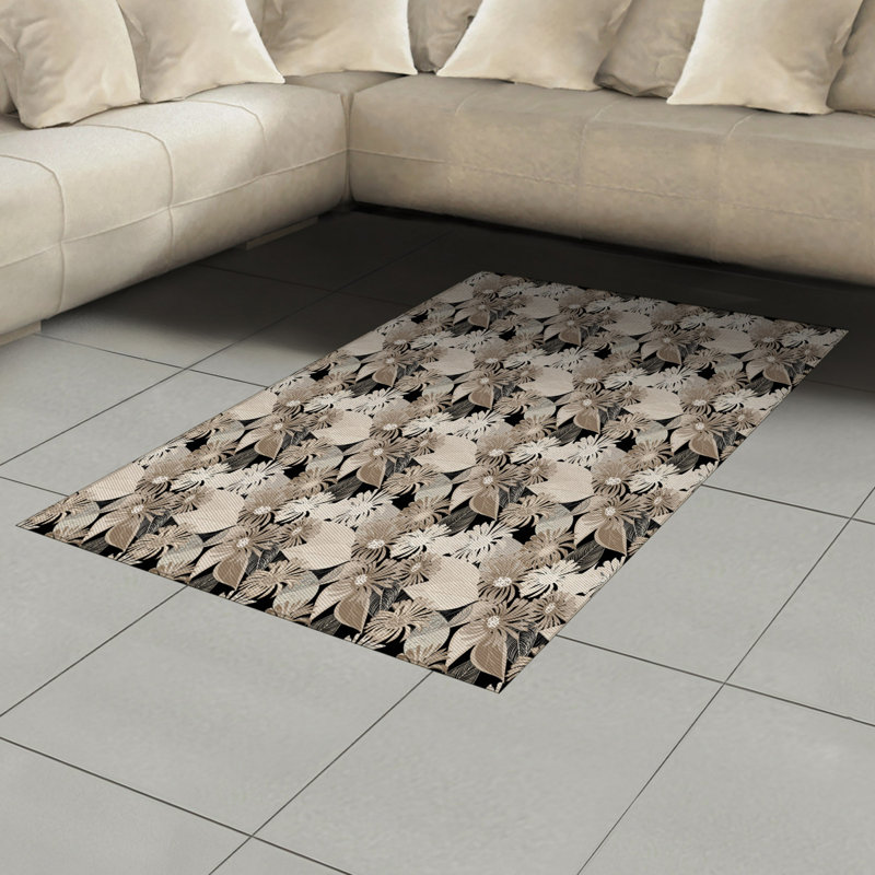 Floral High Density Long Fiber Poly Threads Decorative Area Rug Carpet, Rectangle 4' x 5'8"