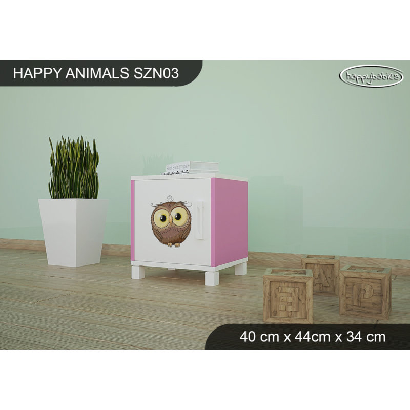 Nightstand, White/Pink