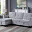 Canapé-lit modulaire en velours réversible avec méridienne de rangement-1455027562