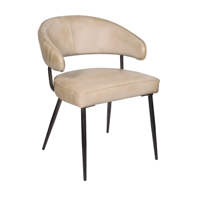 Ensemble de 2 chaises d'appoint Barrett au fini pierre de style Mid-Century sur cuir véritable