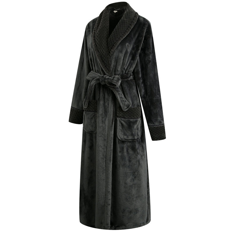 Alwyn Home Longue robe de chambre en molleton doux et chaud pour femme, TG, Violet