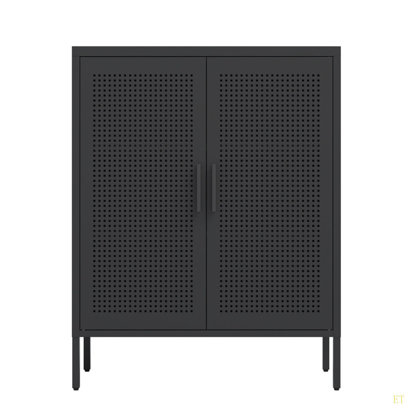 NO LOCK, Metal Storage Cabinet With 2 Doors And 2 Adjustable Shelves, Steel Storage Cabinet, Metal File Cabinet For Home Office School Gym