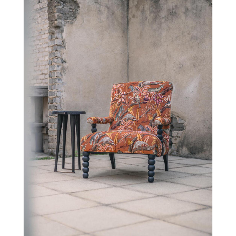 Pod Occasional Chair Upholstered in Ardmore Fabric, Pangolin Park Rust Velvet