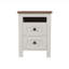 Ensemble de chambre à coucher 3 pièces White + Brown - Lit plateforme pleine grandeur avec tête de lit double à porte coulissante, station de charge, table de chevet et commode-928364537-928364540
