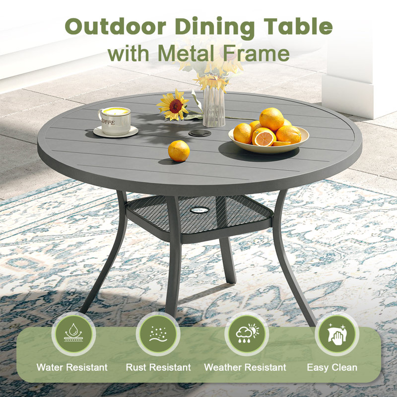 6-Person Outdoor Round Patio Dining Set With Stackable Chairs, Gray/Gray