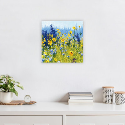 «Green and Yellow Flower Fields», impression sur toile de qualité supérieure, art mural moderne 24 x 24 po