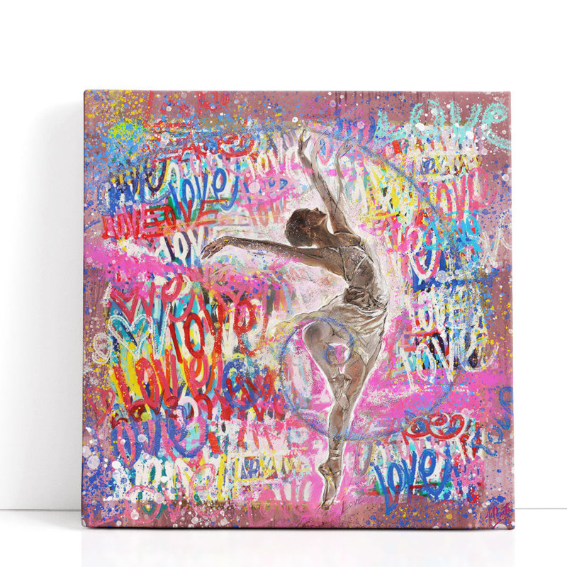 Graffiti Ballerina 2 - reproduction d'art sur toile, H 12 po x l 12 po