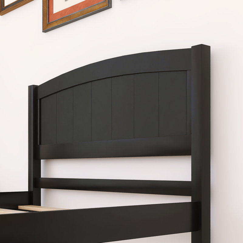 Wood Platform Bed With Headboard, Espresso