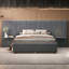 Grand lit plateforme tapissier avec grande tête de lit, mobilier de chambre à coucher, velours, gris