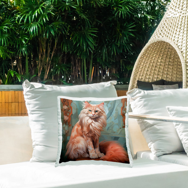 Coussin d'extérieur imprimé Cat Nouveau Portrait par Steve Hunziker