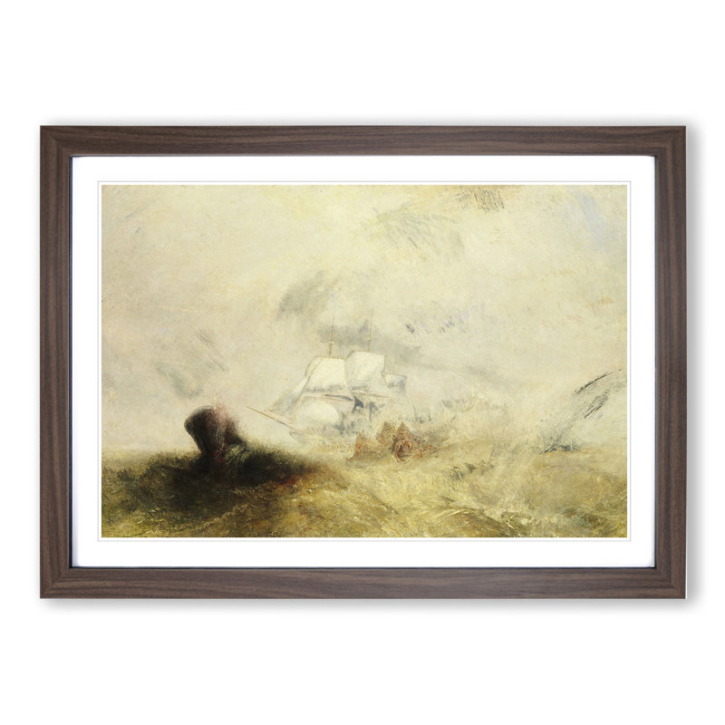 The Whale Ship by Joseph Mallord William Turner - Picture Frame Painting, Walnut, 36cm H x 48cm W x 2cm D