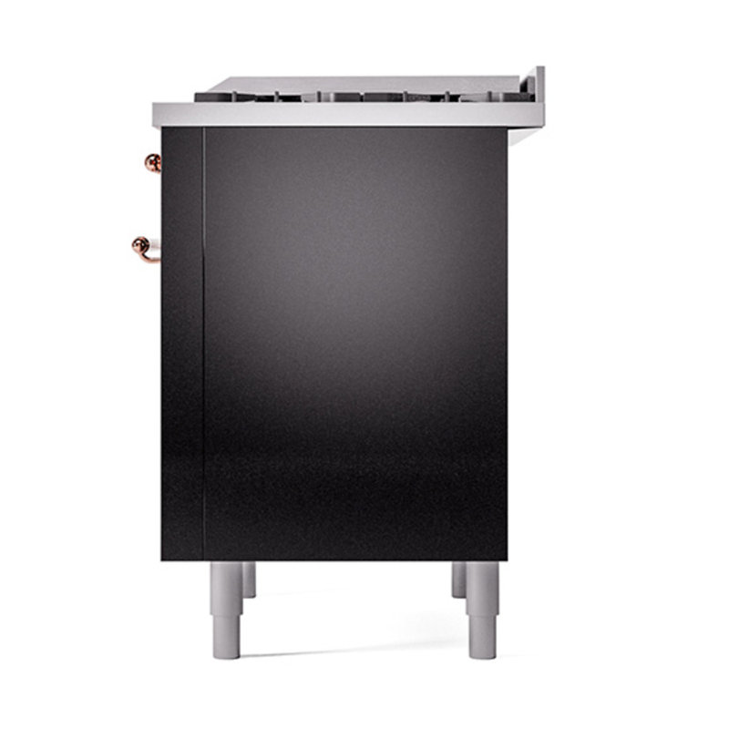 ILVE Nostalgie II Noblesse 36 in Dual Fuel Range, Glossy Black/Copper, Liquid Propane