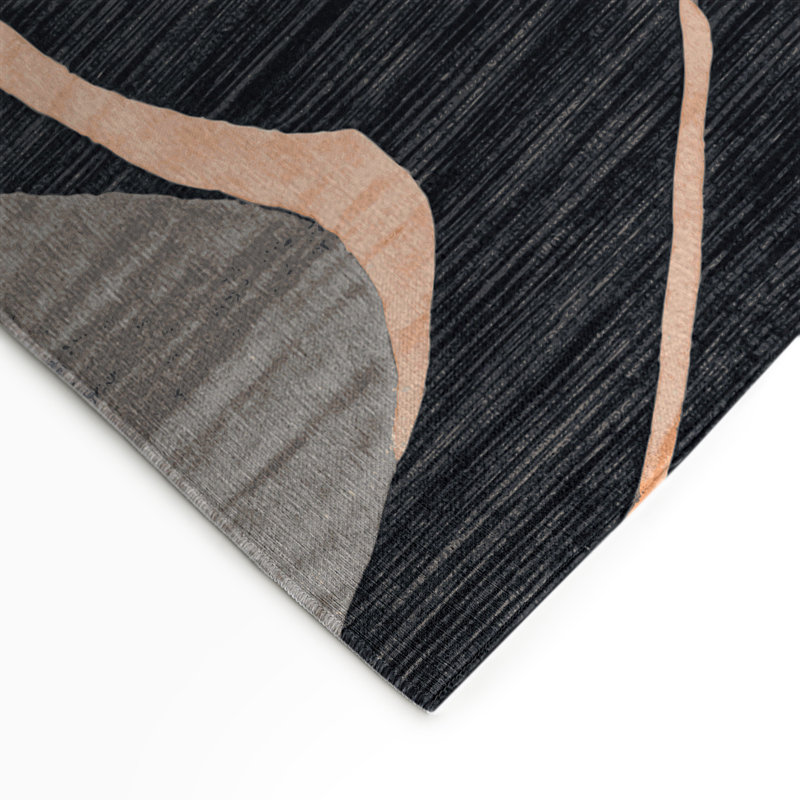 Tapis intérieur et extérieur noir Watercolor, Rectangulaire 3 pi x 5 pi