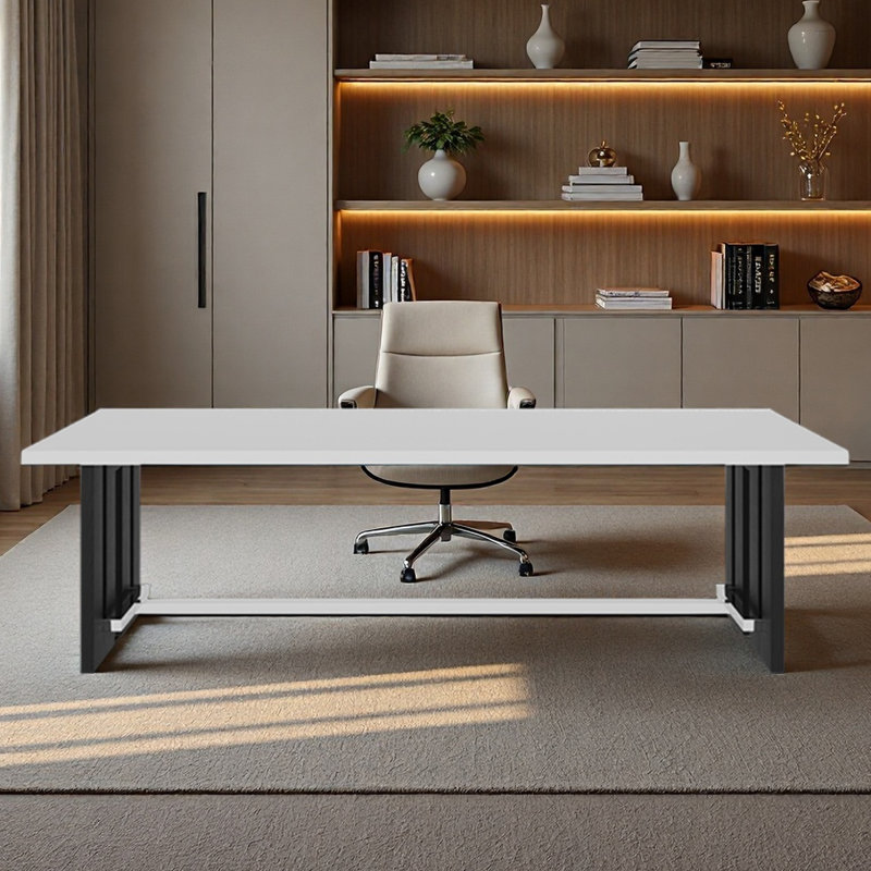 Longue table simple et intégrée blanche, H 29,53 po x l 78,74 po x P 23,62 po