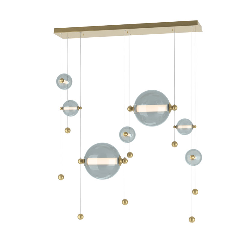 Abacus 7 - Light Cluster Globe LED Pendant, Cool Gray, Modern Brass