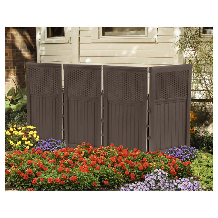 Suncast Decorative Vinyl Wicker Outdoor Privacy Screen Enclosure with 4 Panels and 5 Posts & Reviews | Wayfair