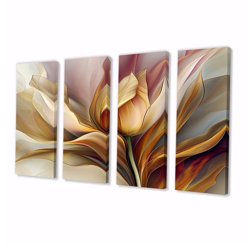 Colfontaine - Tulipe, art mural sur toile, 4 pièces, H 28 po x l 48 po