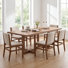 Ensemble de table de salle à manger 6 personnes Alagie avec chaises rembourrées et structure en bois d'hévéa