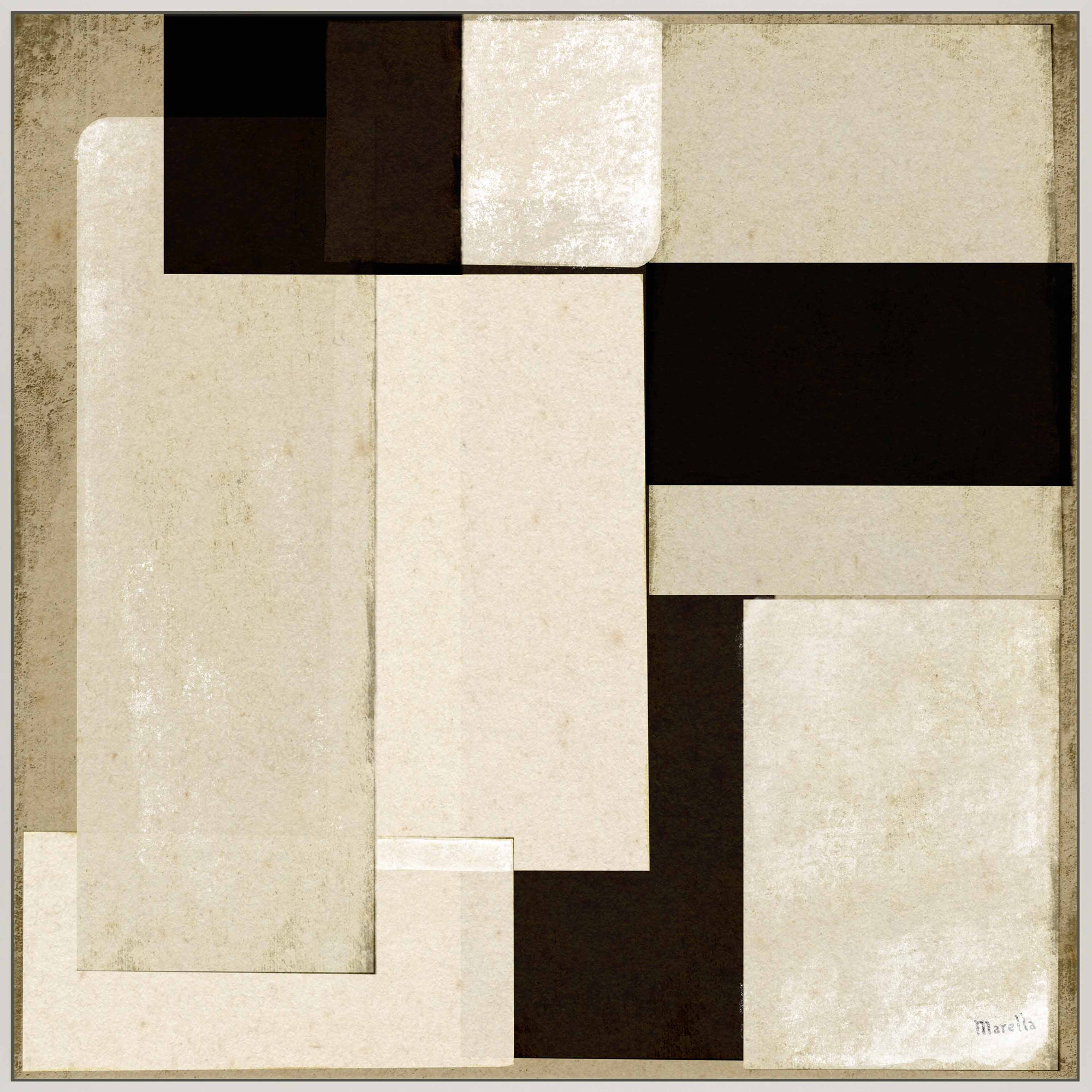 City Scape 6 by Marco Marella for Studio M - Framed Wall Art, Framed Print Canvas without Mat, 16" H x 16" W, White